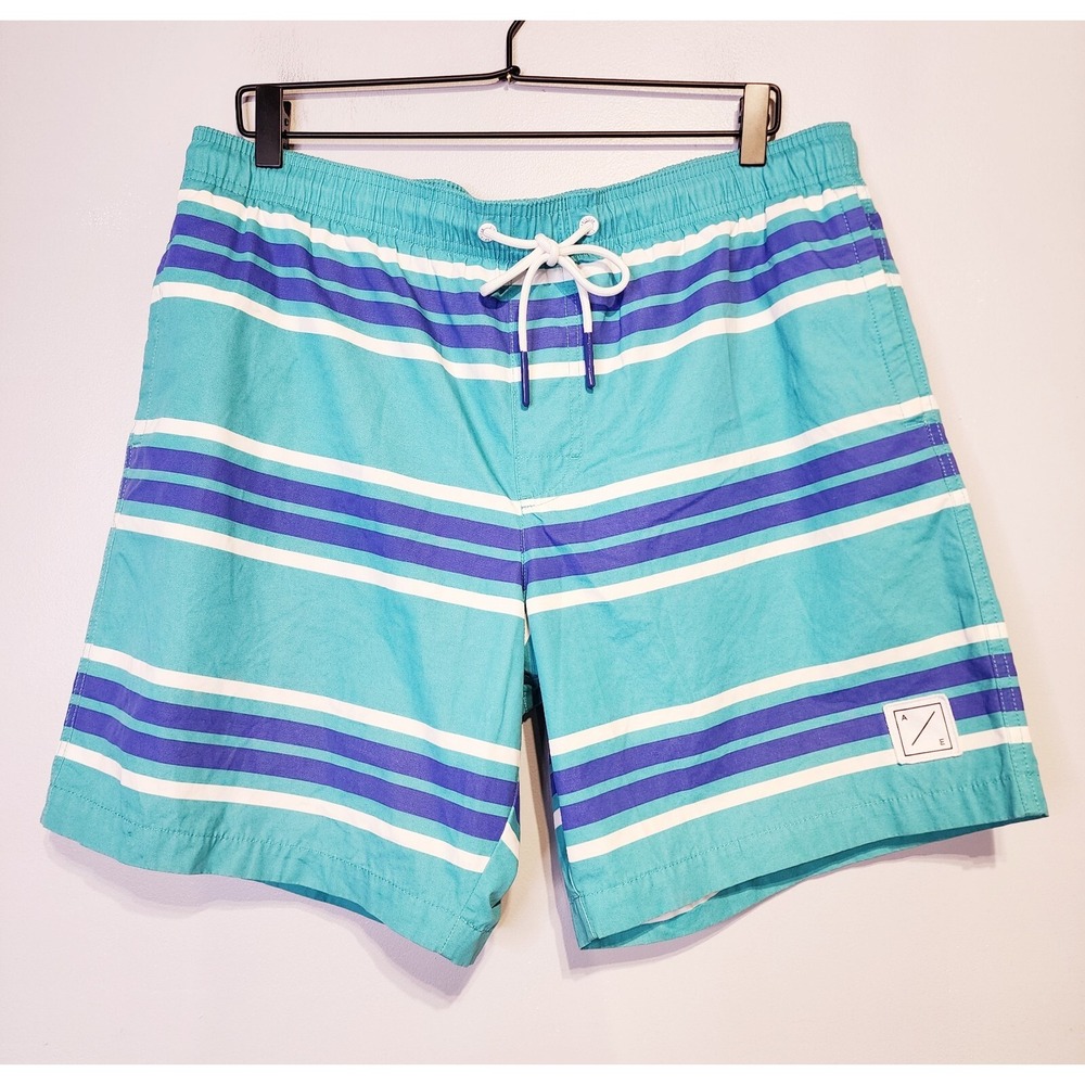 American Eagle Swim Trunks Mens Large Blue Board Shorts Lining Bathing Suit 34x7